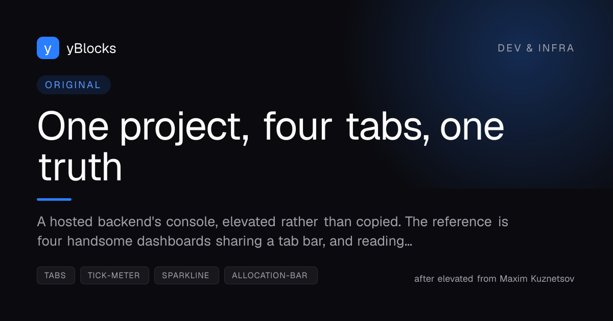One project, four tabs, one truth cover